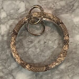 Snakeskin Patterned Bracelet with Gold Rings